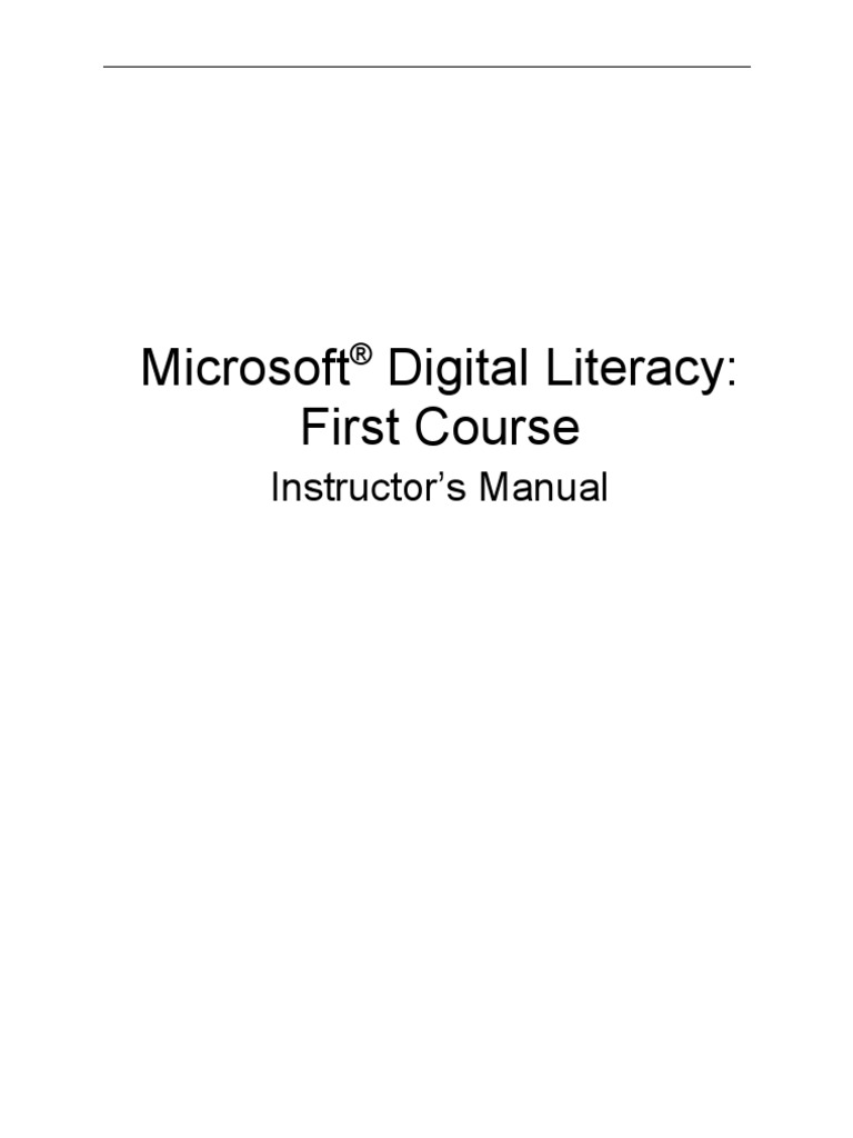Microsoft Digital Literacy: First Course: Instructor's Manual ...