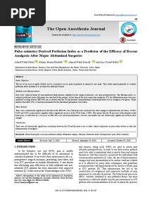 The Open Anesthesia Journal