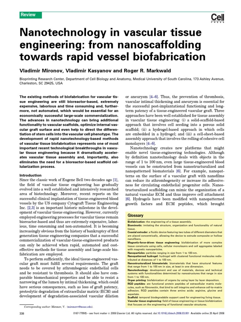 Nanotechnology in Vascular Tissue Engineering From | PDF | Tissue ...