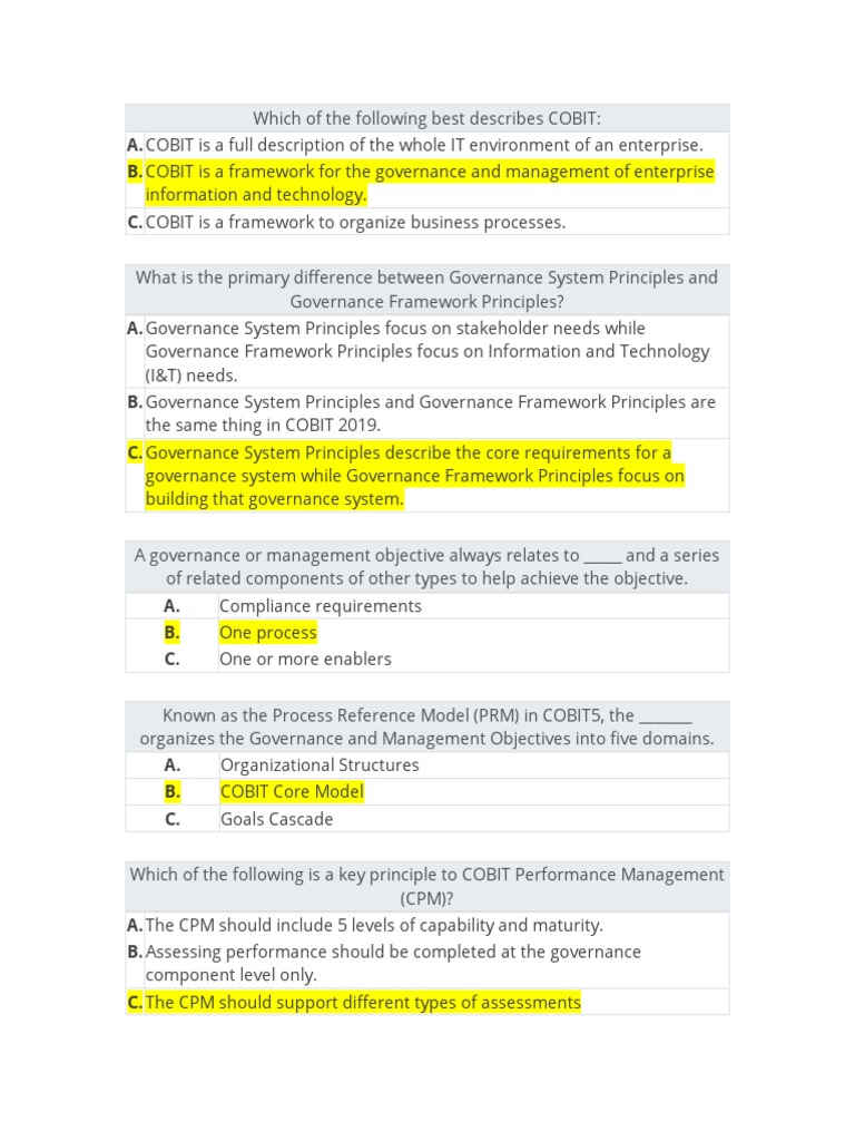 COBIT-2019 Online Tests