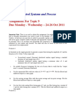 ENG267 Control Systems and Process Dynamics: Assignment For Topic 9 Due Monday - Wednesday - 24-26 Oct 2011