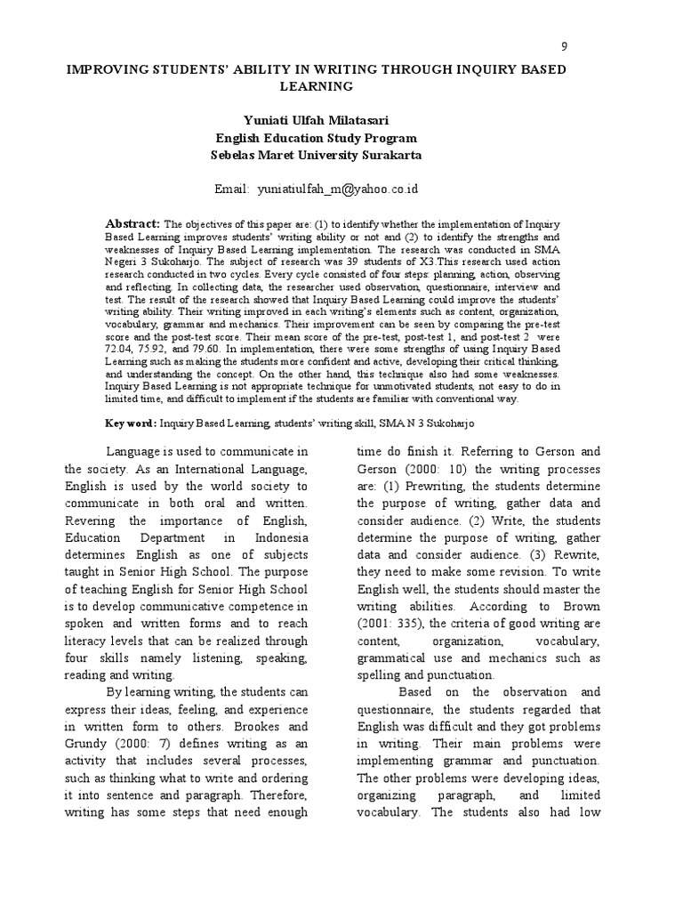 EN Improving Students Ability in Writing TH | PDF | Inquiry Based ...