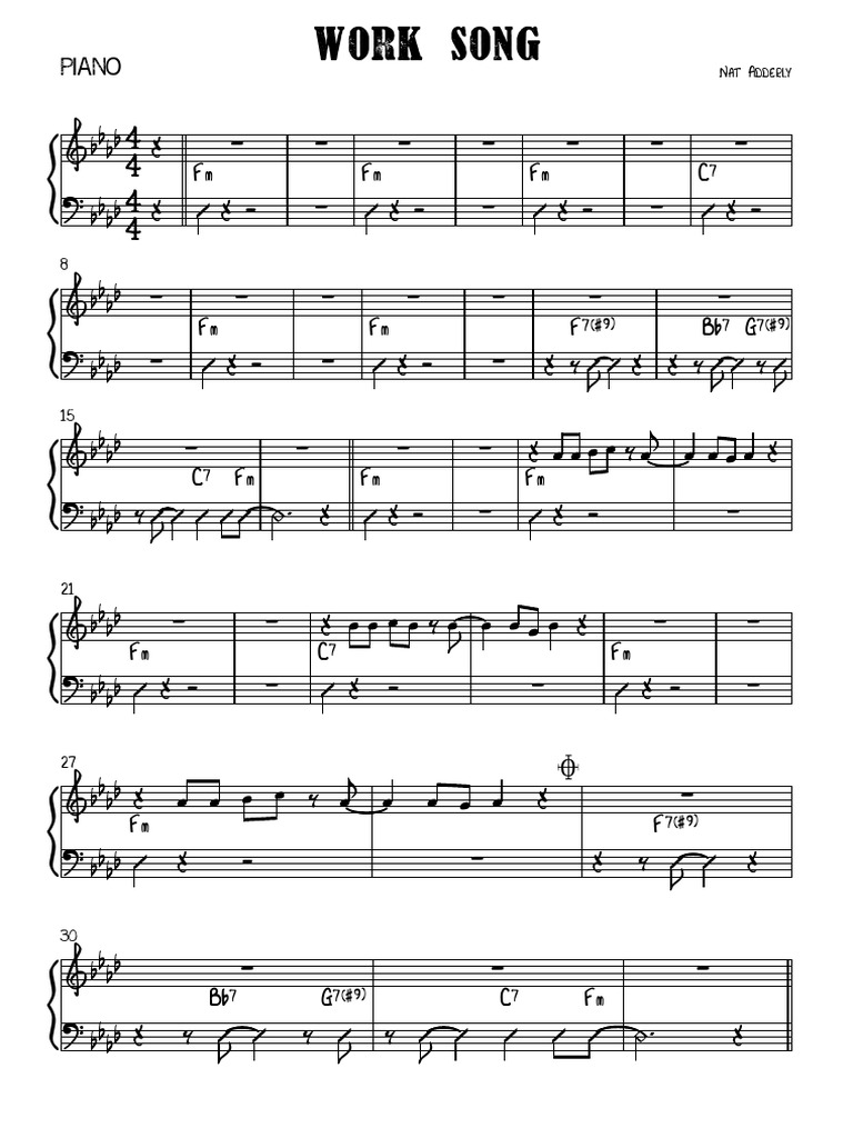 Work Song Piano Sheet Music | PDF