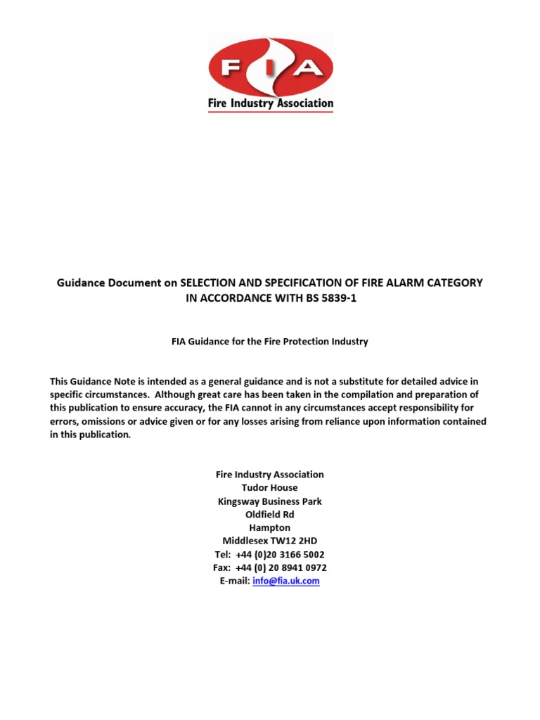 Guidance Document On Selection and Specification of Fire Alarm Category ...