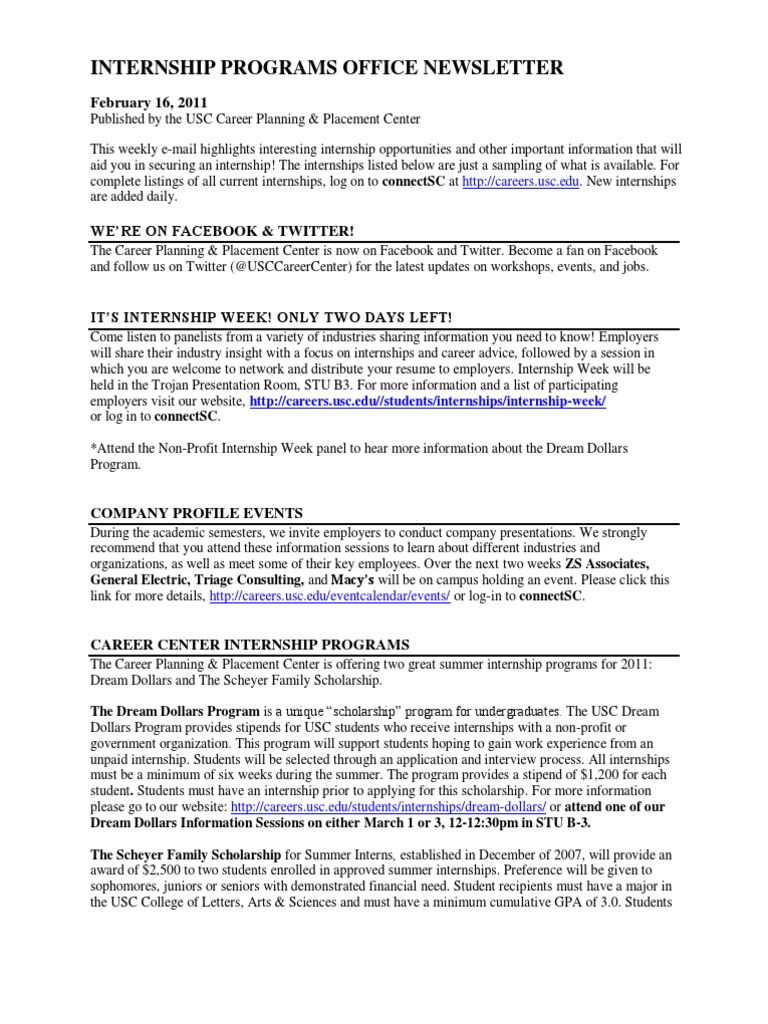 IPO Newsletter 2-16-11 | PDF | Internship | Job Hunting