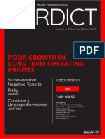 Poor Growth in Long Term Operating Profits: 3 Consecutive Negative Results Risky Consistent Underperformance