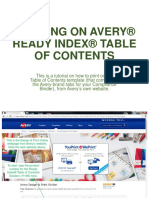 Printing On Avery® Ready Index® Table of Contents PDF