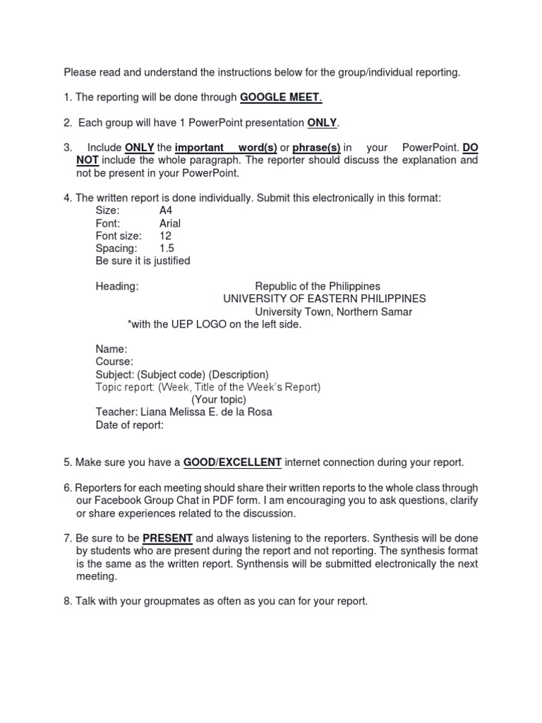 Group Reporting Instructions Guide | PDF | Career & Growth | Language ...