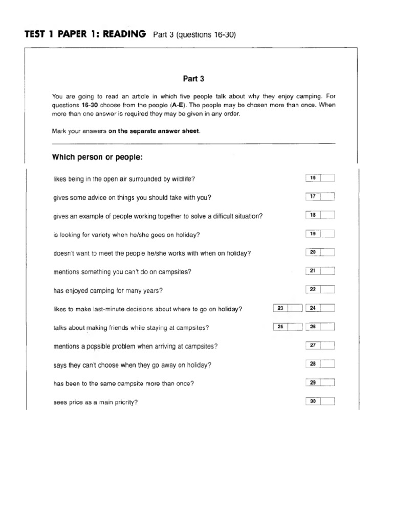 Fce Reading Section Part 3 Practice Pdf