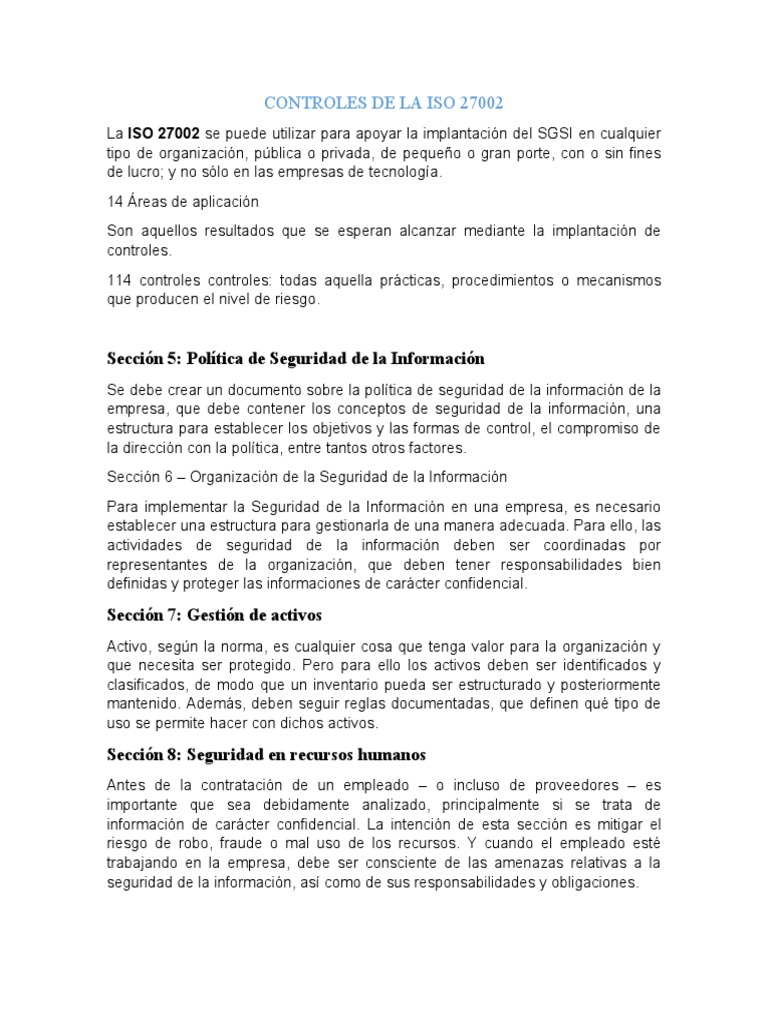 Controles de la ISO 27002 en Seguridad | PDF | La seguridad informática ...