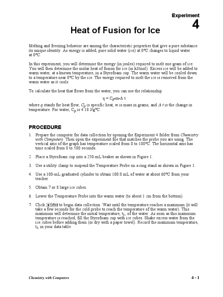 Lab 1 Heat of Fusion Ice Heat Capacity