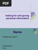 Download Asking-for-and-giving-personal-information power point presentation by Ericka C Arrieta O SN49064299 doc pdf