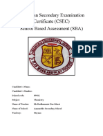 Caribbean Secondary Examination Certificate (CSEC) School Based Assessment (SBA)