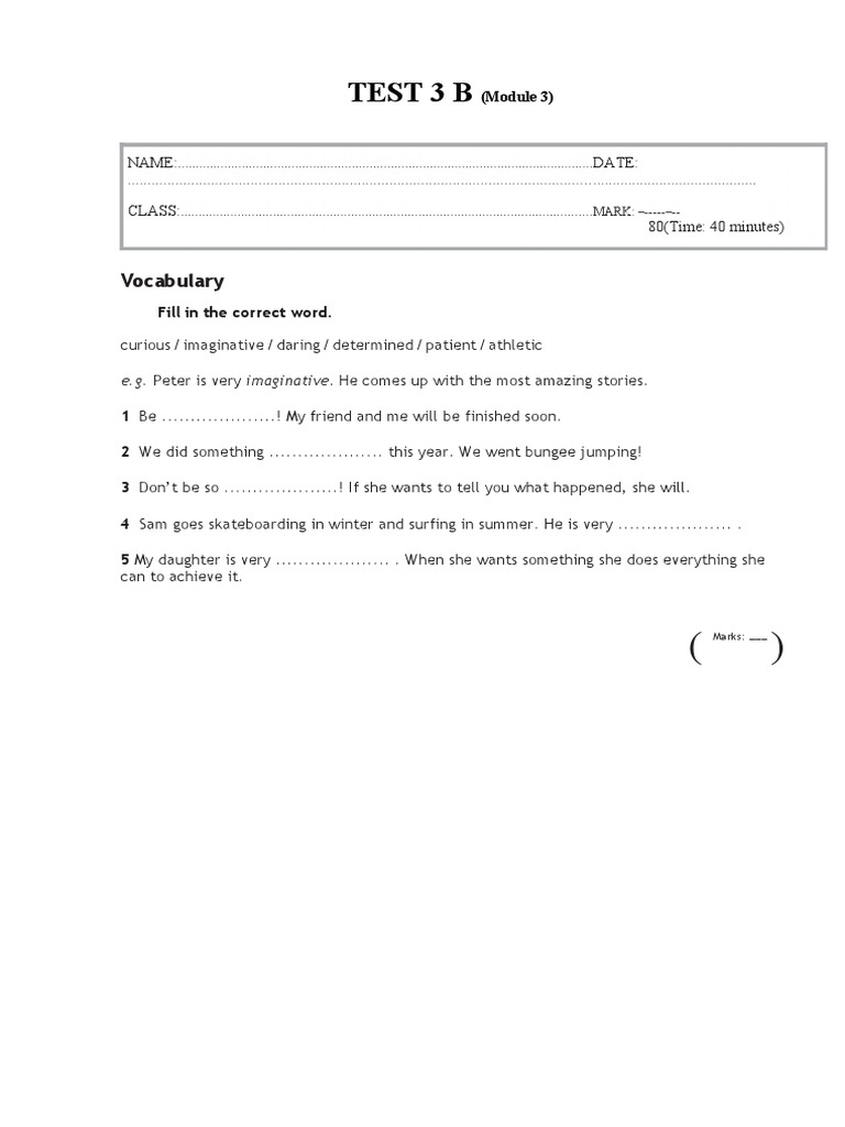 Module 3B Vocabulary Test | PDF