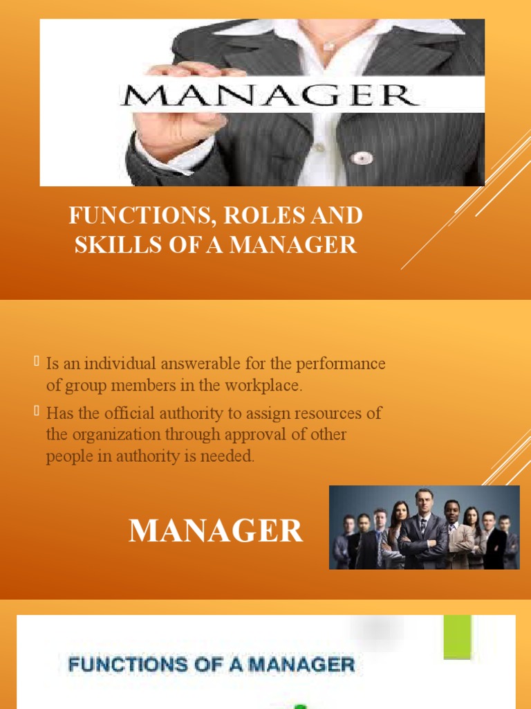 Lesson 3 Functions Roles And Skills Of A Manager | Pdf | Leadership | Goal