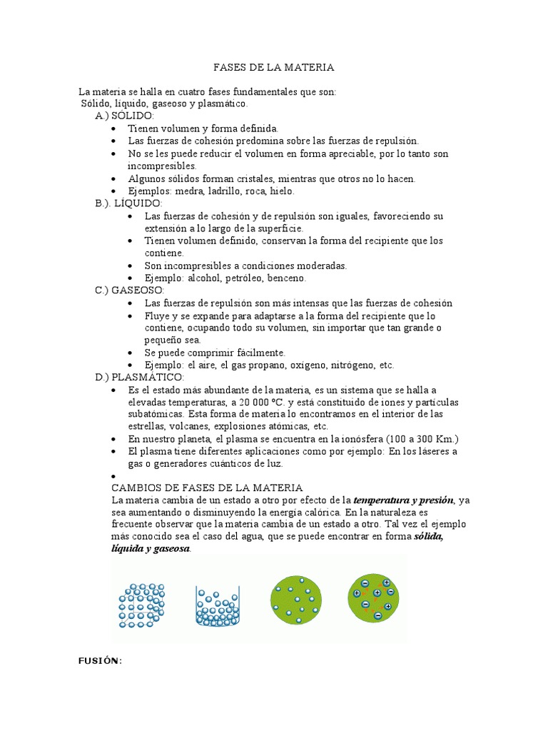 Fases de La Materia | PDF | Gases | Líquidos