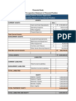 Financial Study Table 5.1 Pre-Operation Statement of Financial Position