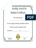 Leadership Awards For Students Template
