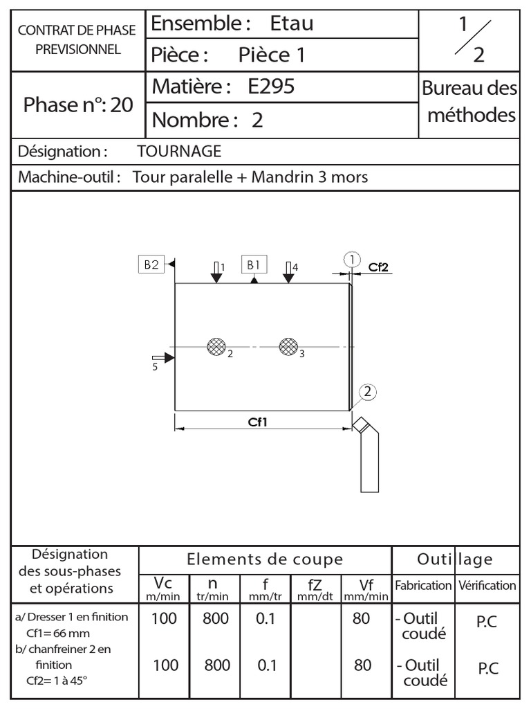 Contrat De Phase Pour Usinage Tournage PDF quipement Biens 