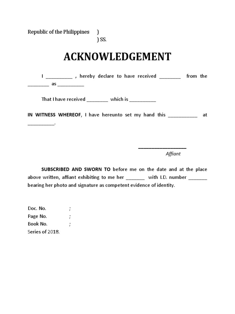 Acknowledgment Receipt Template Philippines | PDF