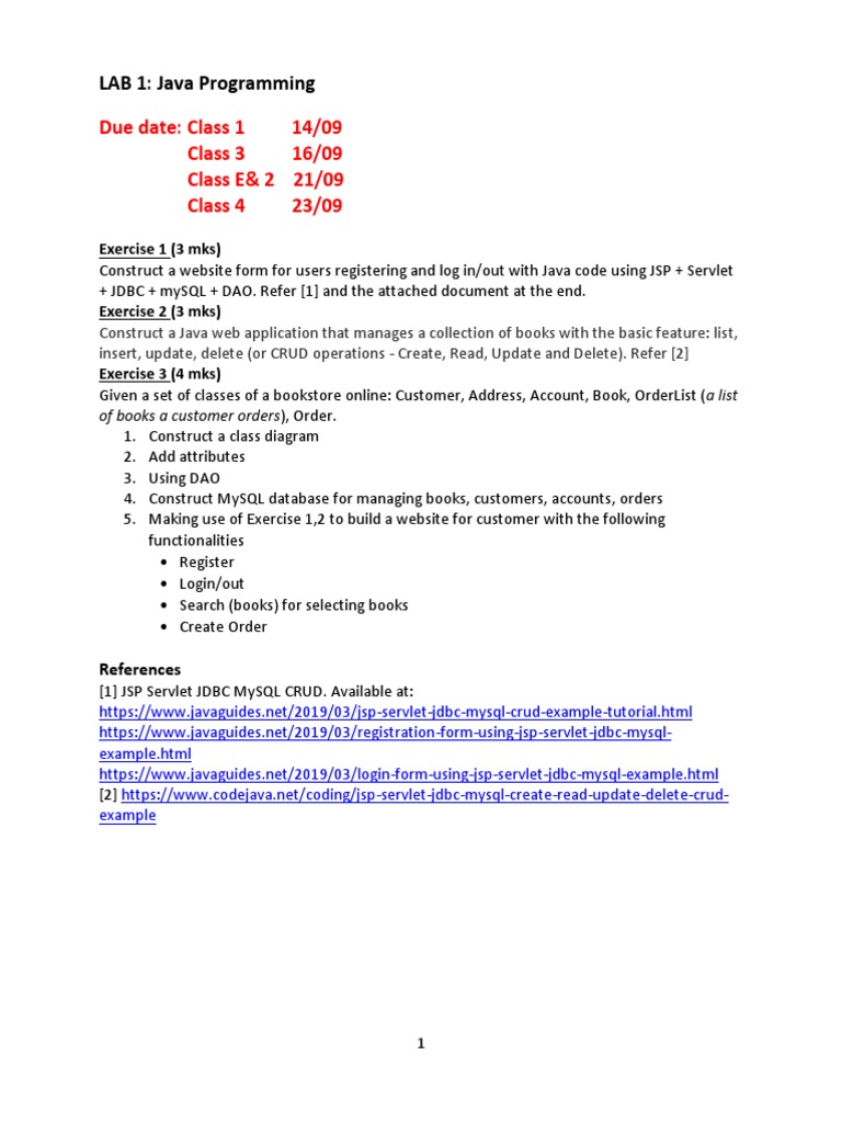 LAB1 JavaProgrammingBasic | PDF | Class (Computer Programming) | Web ...
