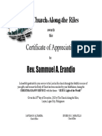Certificate of Appreciation - Dawn Service