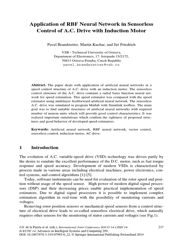 Application of RBF Neural Network in Sensorless Control of A.C. Drive ...