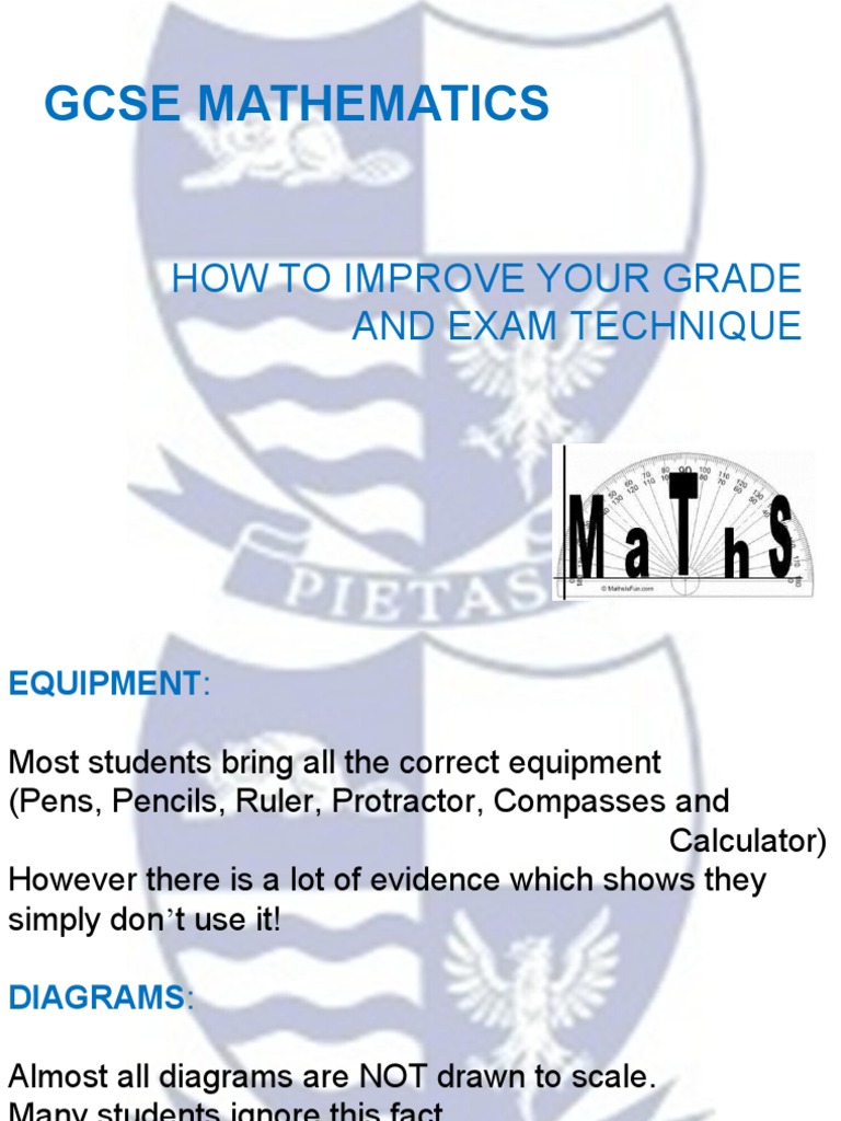 Gcse Mathematics How To Improve Your Grade And Exam Technique Pdf