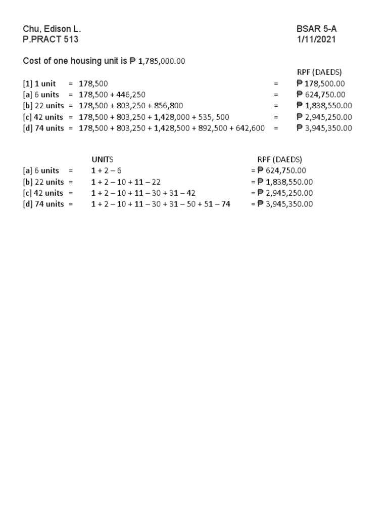 RPF Calculation for Housing Units | PDF | Teaching Methods & Materials