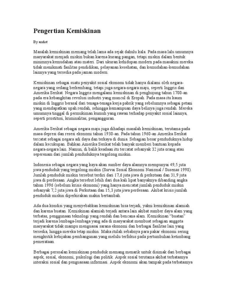 Pengertian Kemiskinan Pdf