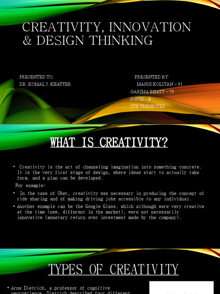 Creativity, Innovation & Design Thinking | PDF | Design Thinking ...