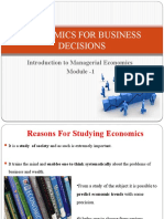 Economics For Business Decisions: Introduction To Managerial Economics Module - 1