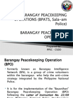 Barangay Peacekeeping Operations (Bpats, Sala-Am Police) Barangay Peacekeeping Operations