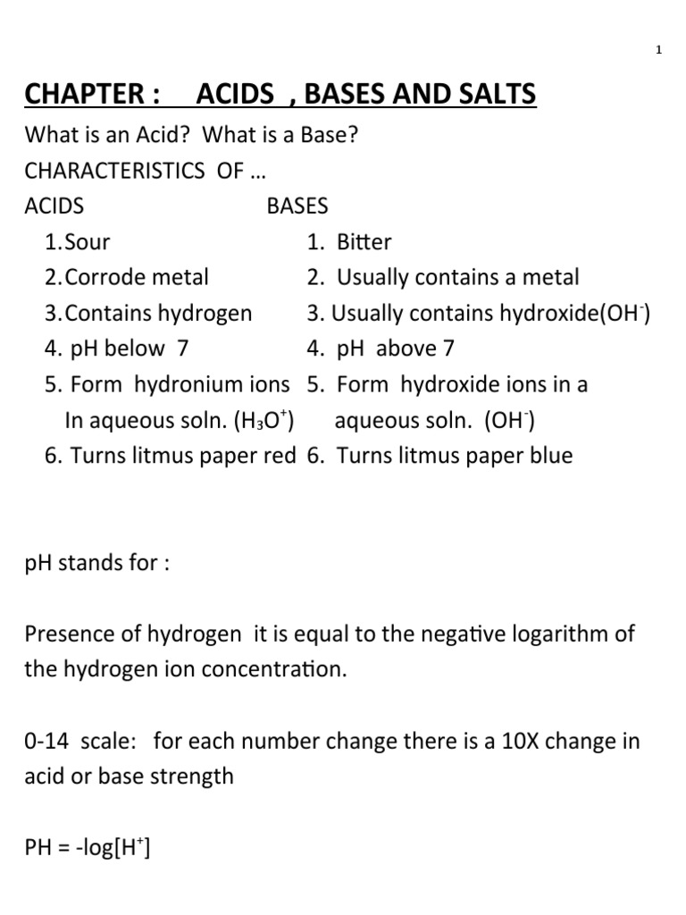 Unit 9 Notes Acids and Bases PDF Acid Titration