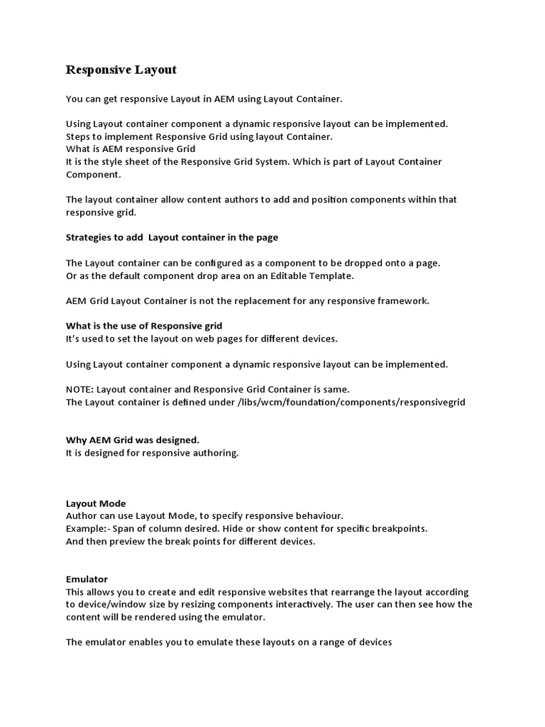 Responsive Layout: Strategies To Add Layout Container in The Page | PDF ...