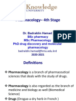 Pharmacology - 4Th Stage: BSC Pharmacy MSC Pharmacology PHD Drug Discovery and Molecular Pharmacology