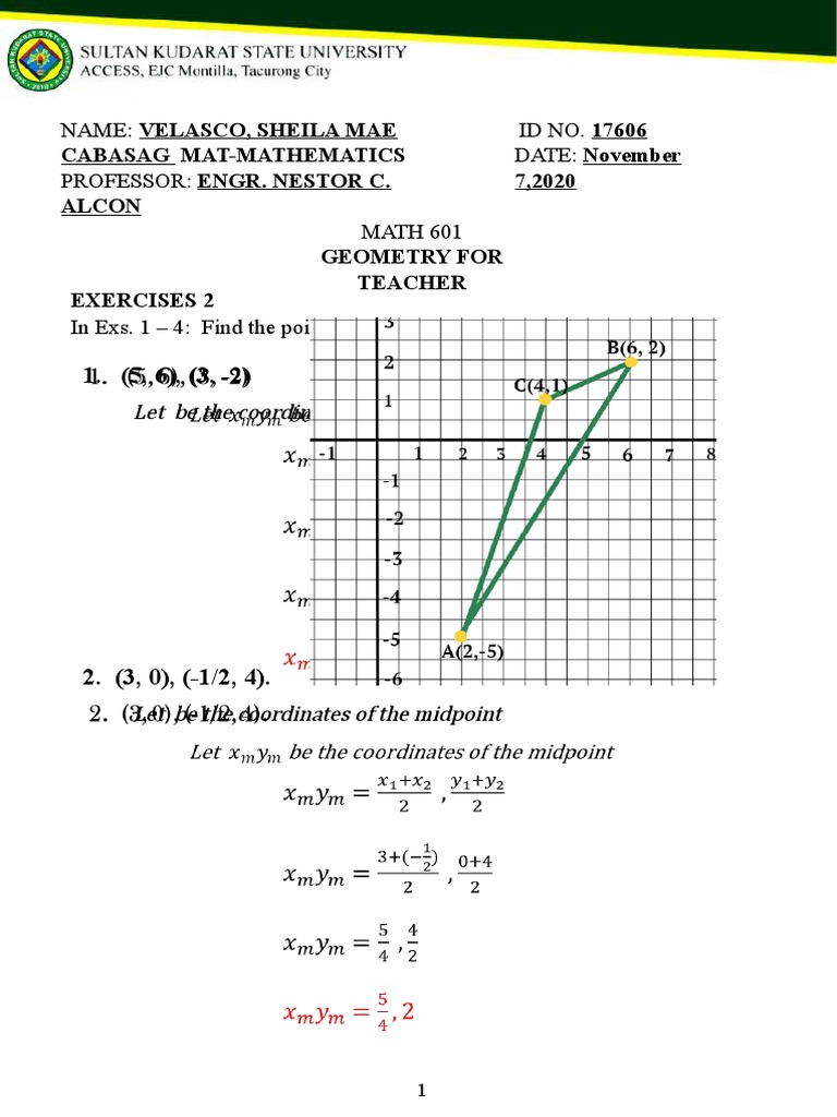 Midpoint Geometry Exercises for Teachers | PDF