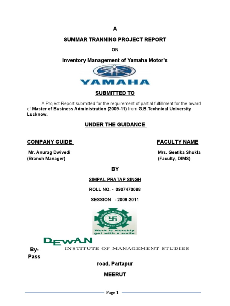 Yamaha Motor Inventory Management Report | PDF | Inventory | Demand