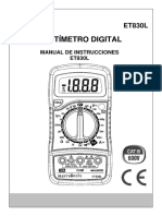 Et830l Multímetro Digital Manual de Instrucciones Et830l PDF
