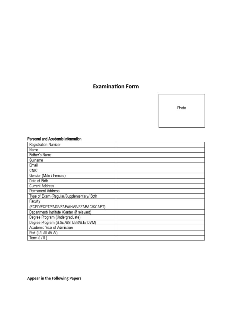 Examination Form for Degree Programs | PDF