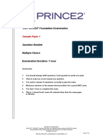 The Prince2 Foundation Examination: Sample Paper 1