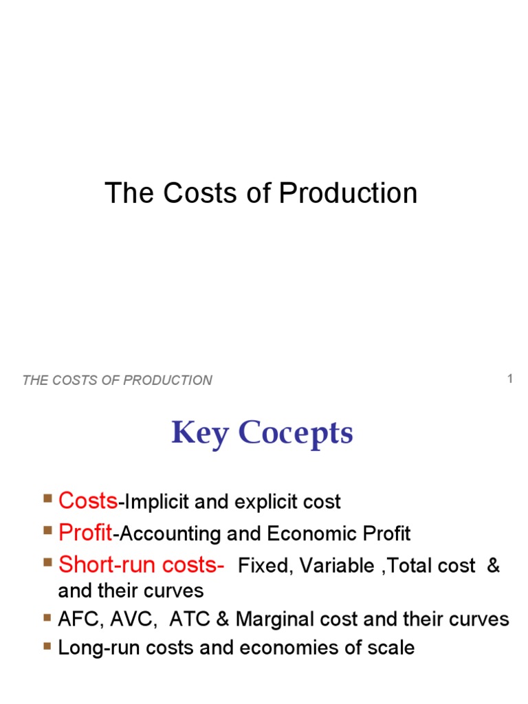 Costs of Production | PDF | Average Cost | Profit (Economics)