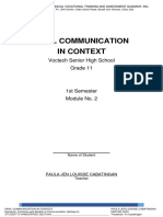 Oral Communication in Context Module 2
