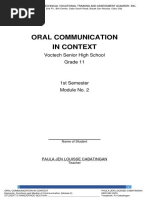 Oral Communication in Context Module 2