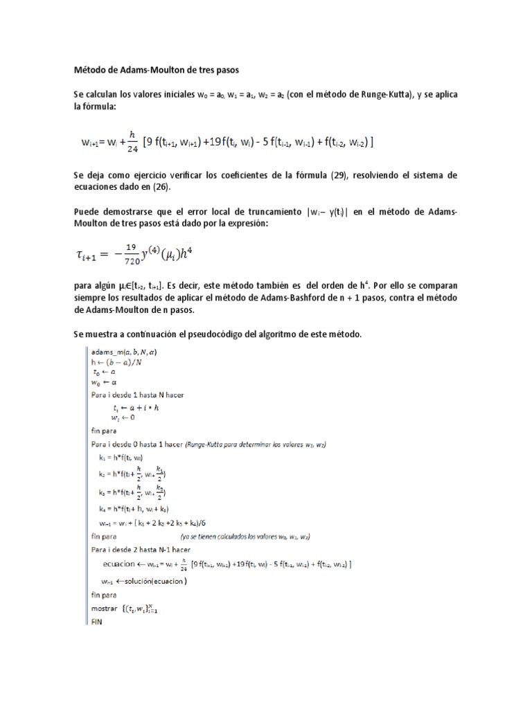 Método de Adams PDF Ecuaciones Ciencia computacional