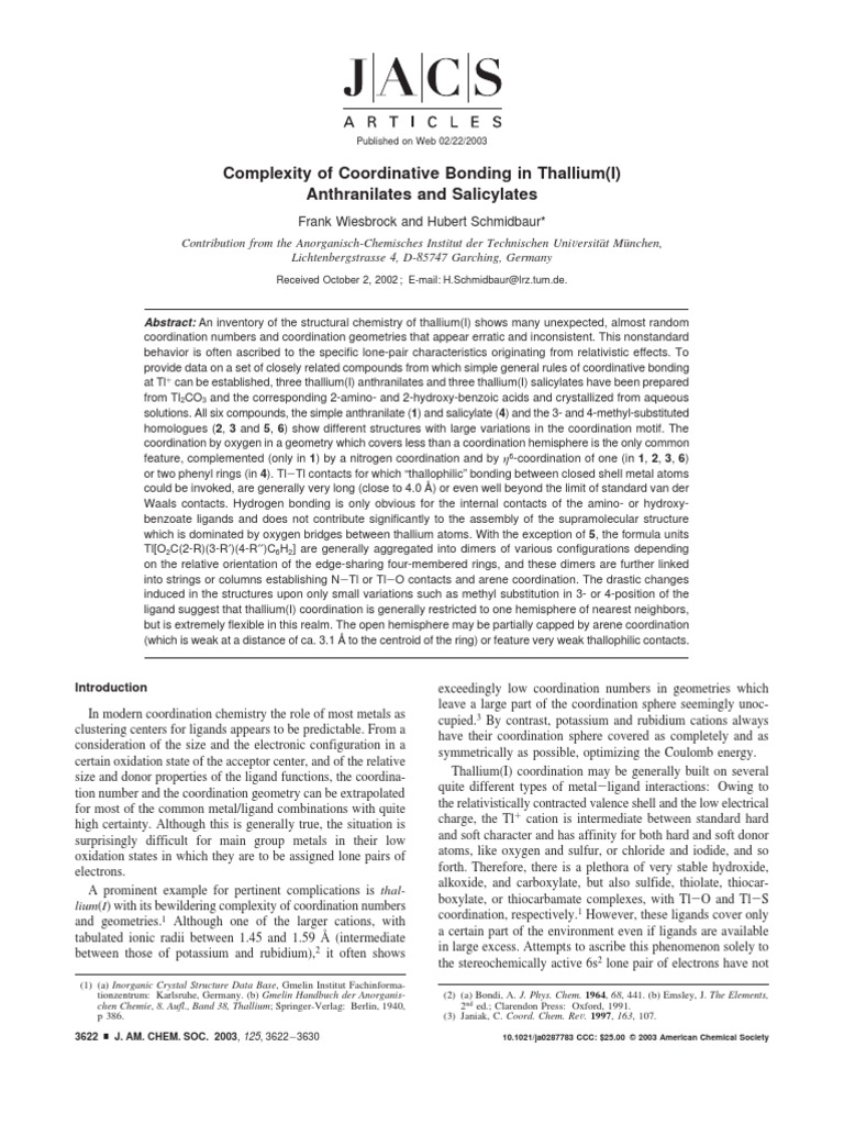 J. Am. Chem. Soc. 9 Vol. 125, No. 12, 2003 PDF Coordination Complex Ligand