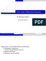 Applications of First Order Differential Equation: DR Mansoor Alshehri