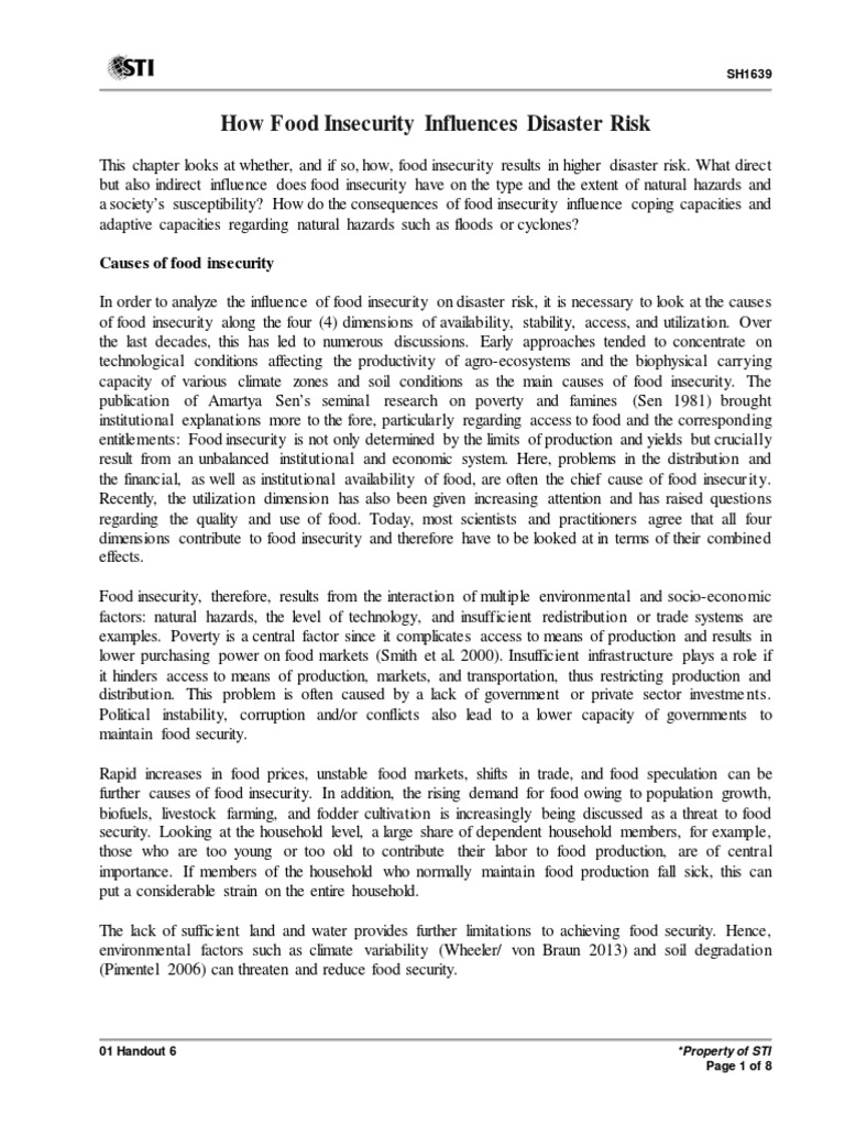 01 Handout 6 | PDF | Food Security | Malnutrition
