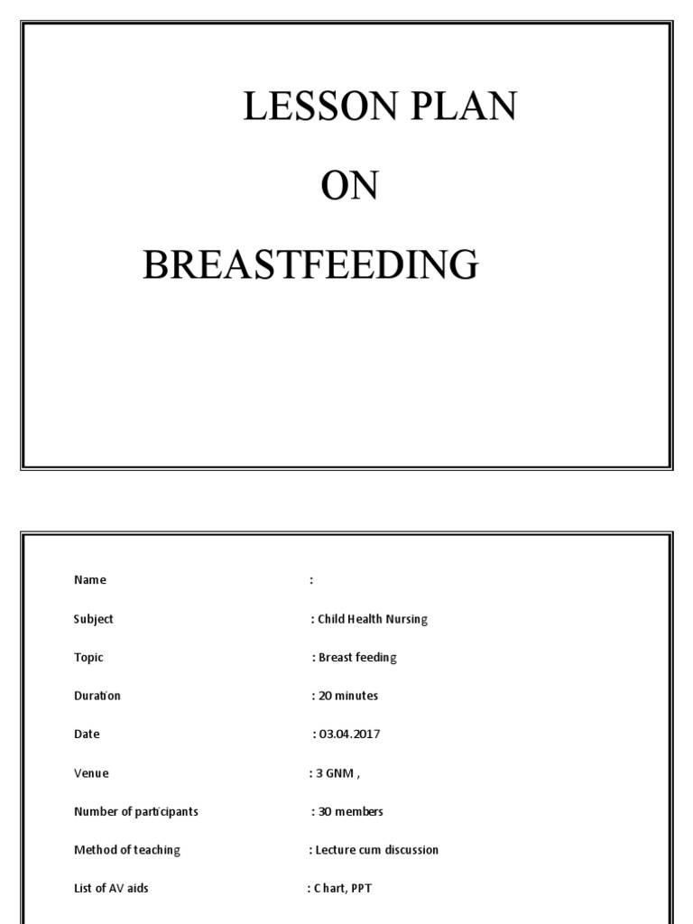 Lesson Plan Breastfeeding PDF PDF Breastfeeding Breast Milk