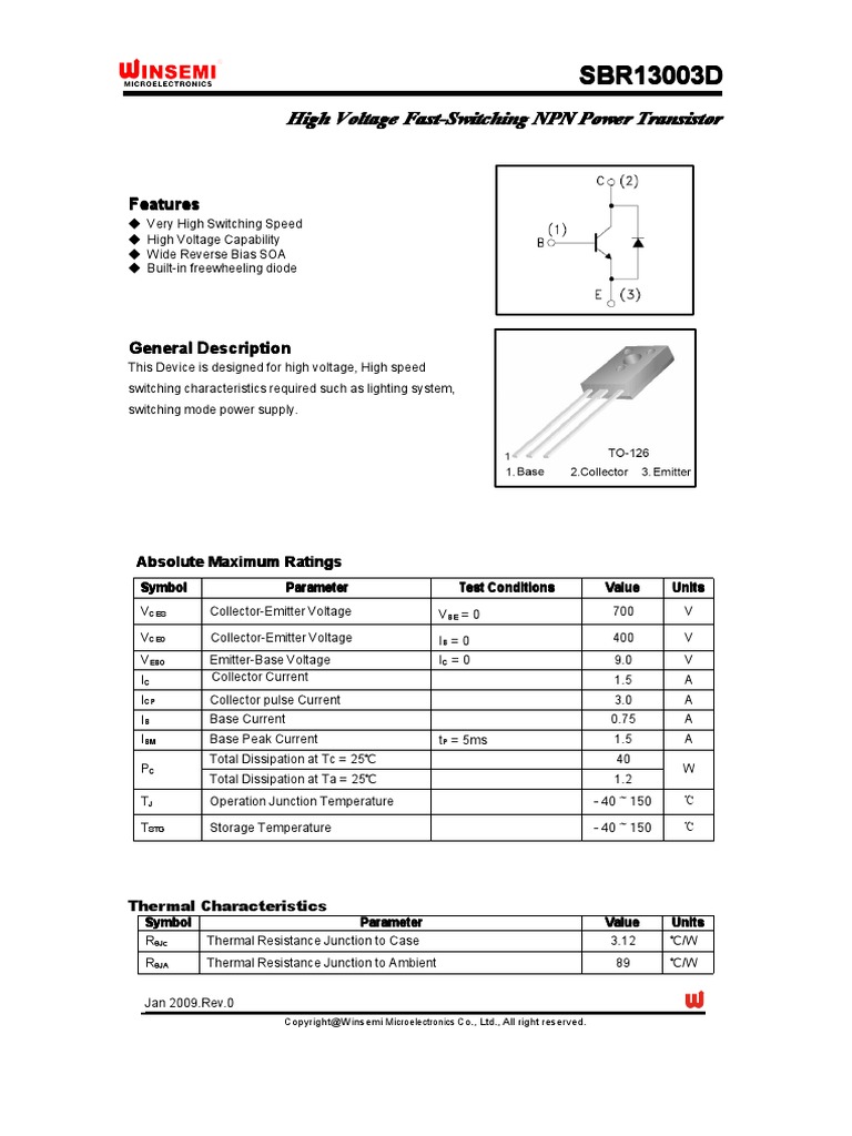 SBR 13003 D PDF Bipolar Junction Transistor Computer Engineering